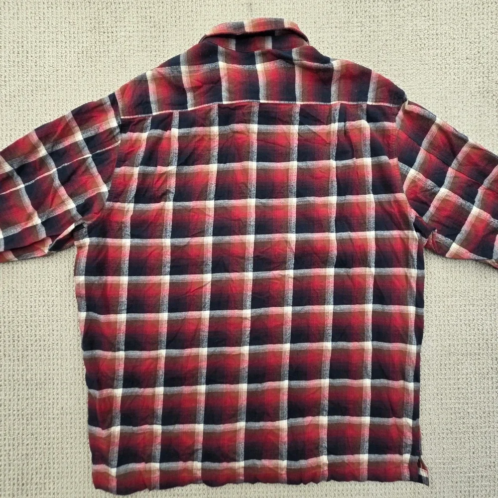 VTG Y2K Levis Red Tab Long‎ Sleeve Red Black Plaid Button Up Shirt Mens XL